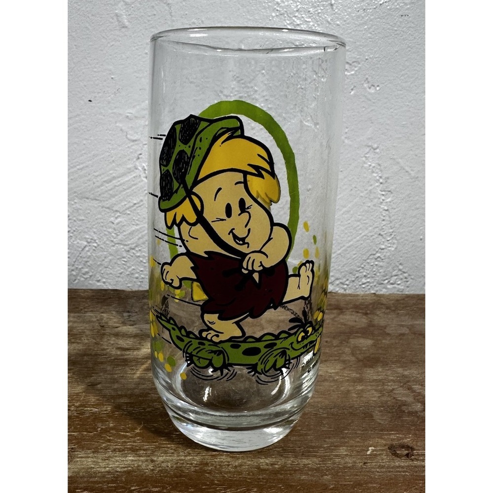 1986 Vintage Flintstone Kids Barney Pizza Hut Glass
